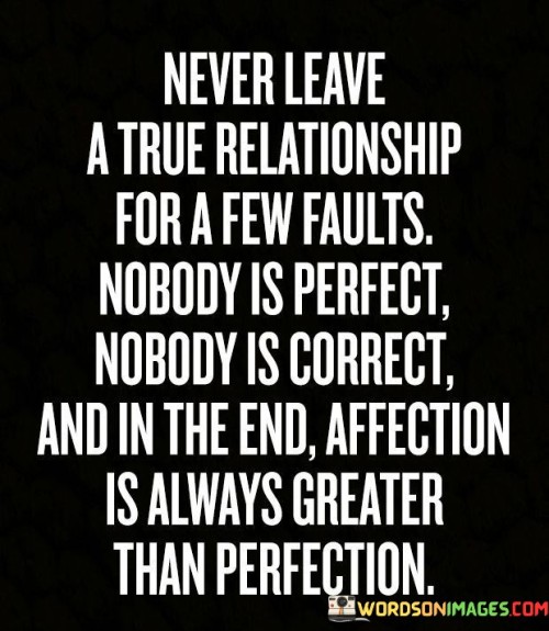 Never Leave A True Relationship For A Few Faults Nobody Is Perfects Quotes