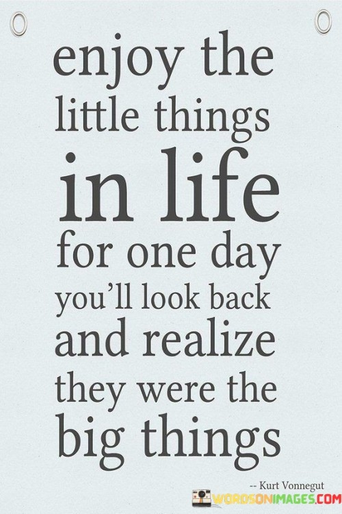 Enjoy The Little Things In Life For One Day You'll Quotes