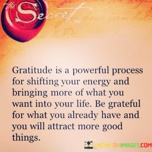 Gratitude Is A Powerful Process For Shifting Quotes