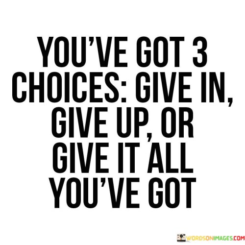 You've Got 3 Choices Give In Give Upgive It All You've Got Quotes