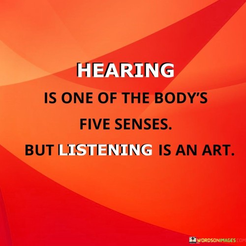 Hearing Is One Of The Body's Five Senses Quotes