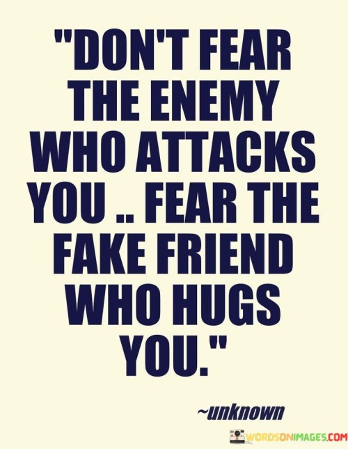 Don't Fear The Enemy Who Attacks You Fear The Fake Friend Quotes