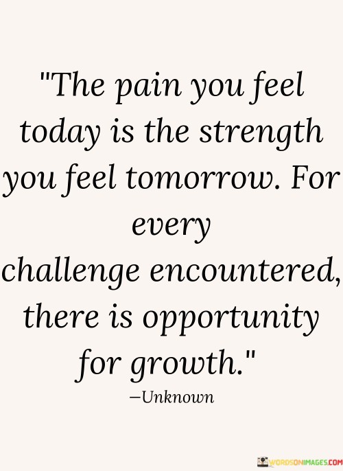 The Pain You Feel Today Is The Strength Younb Quotes