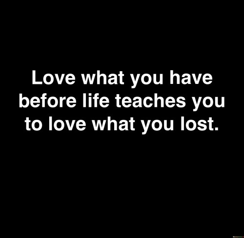 Love What You Have Before Life Teaches You To Love Quotes