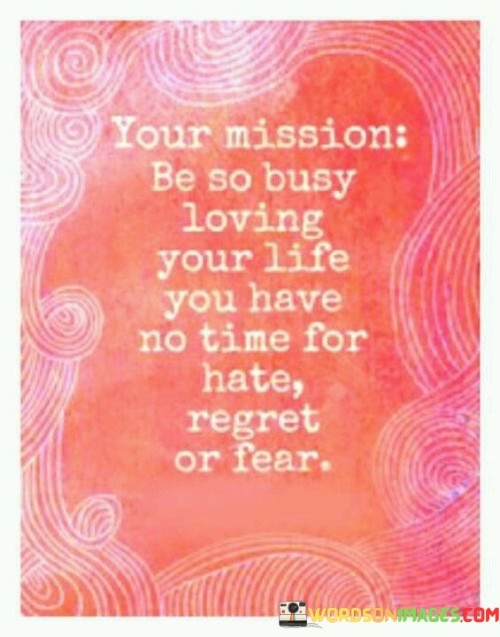 Your Mission Be So Busy Loving Your Life You Have No Time For Hate Quotes