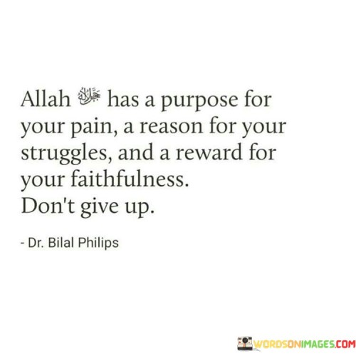 Allah Has A Purpose For Your Pain A Reason For Your Struggles Quotes