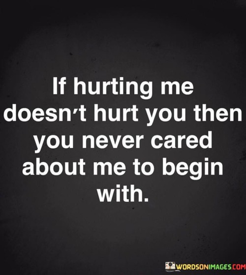 If Hurting Me Doesn't Hurt You Then You Never Cared Quotes