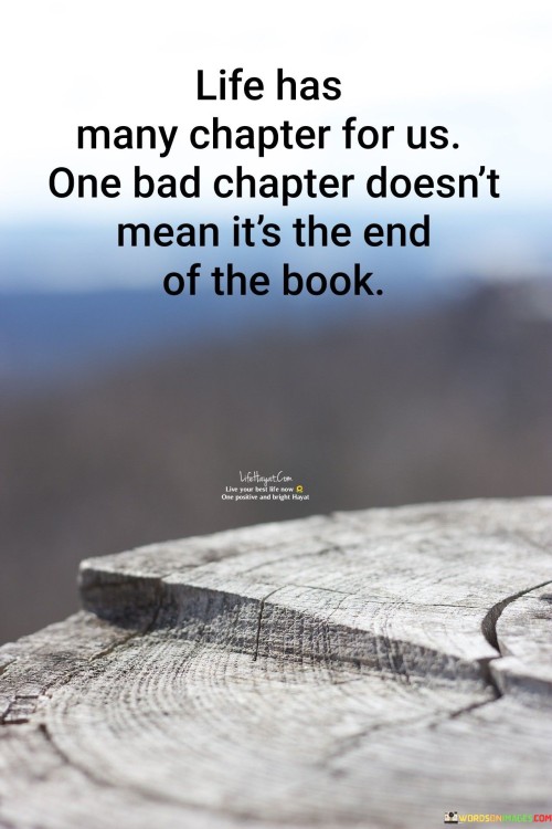 Life Has Many Chapter For Us One Bad Bad Chapter Doesn't Quotes