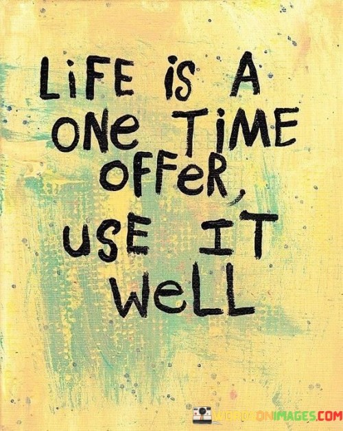 Life Is A One Time Offer Use It Well Quotes