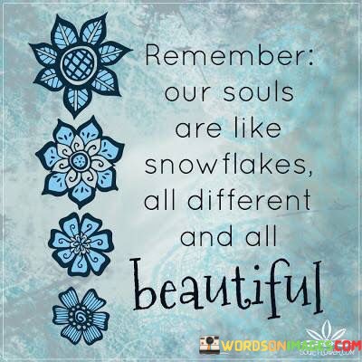 Remember Our Souls Are Like Snowflakes All Different Quotes