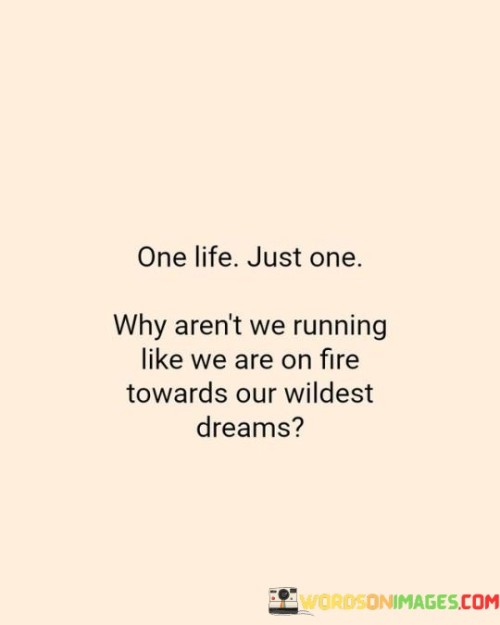 One Life Just One Why Aren't We Running Like We Are Quotes