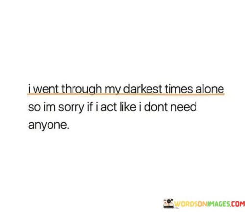 I Went Through My Darkest Times Alone So Im Sorry If I Act Quotes