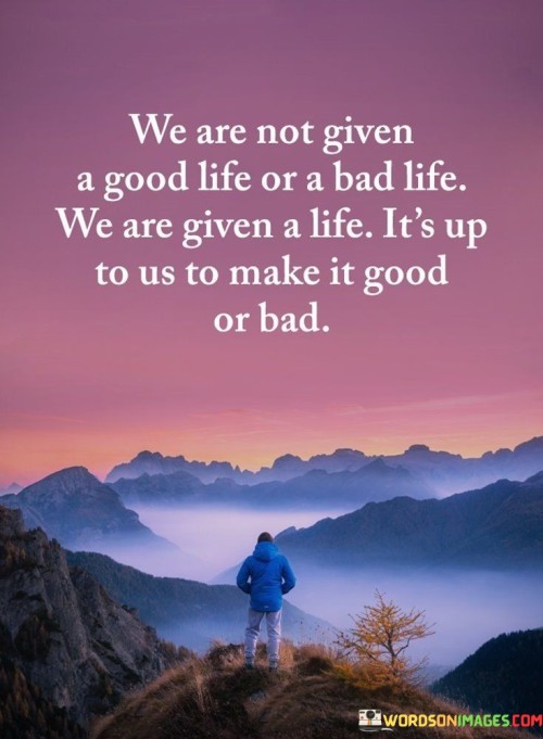 We Are Not Given A Good Life Or A Bad Life Quotes