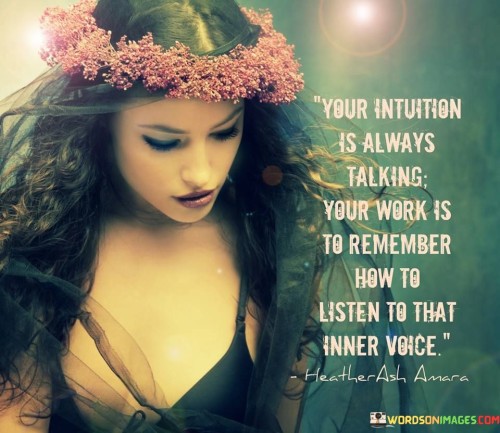 Your Intuition Is Always Talking Your Work Is To Quotes
