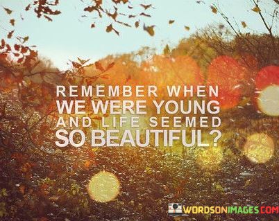 Remember When We Were Young And Life Seemed So Beautiful Quotes