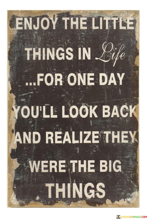 Enjoy The Little Things In Life For One Day You'll Look Quotes