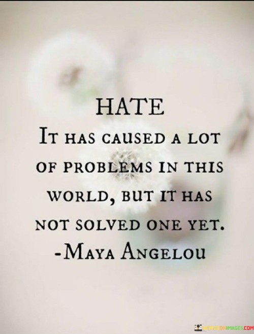 Hate It Has Caused A Lot Of Problems In This World Quotes