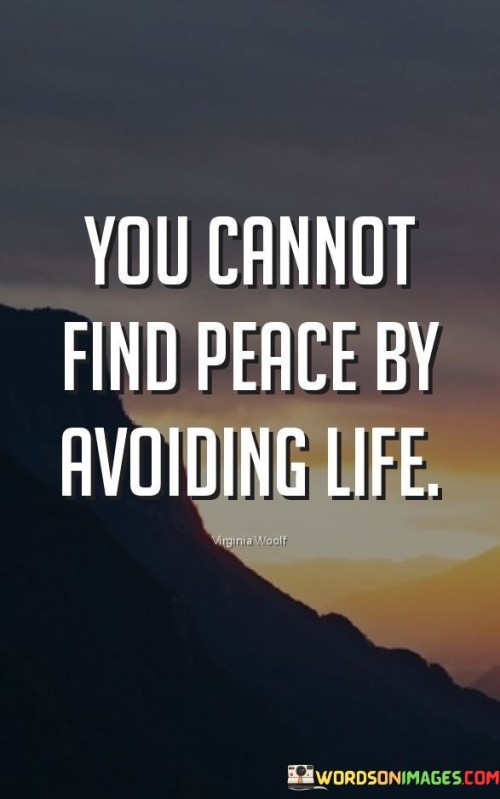 You Cannot Find Peace By Avoiding Life Quotes