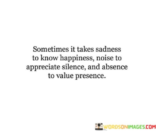Sometimes It Takes Sadness To Know Happiness Noise To Appreciate Silence Quotes
