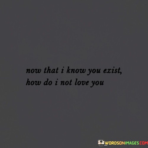 Now That I Know You Exist How Do I Not Love You Quotes