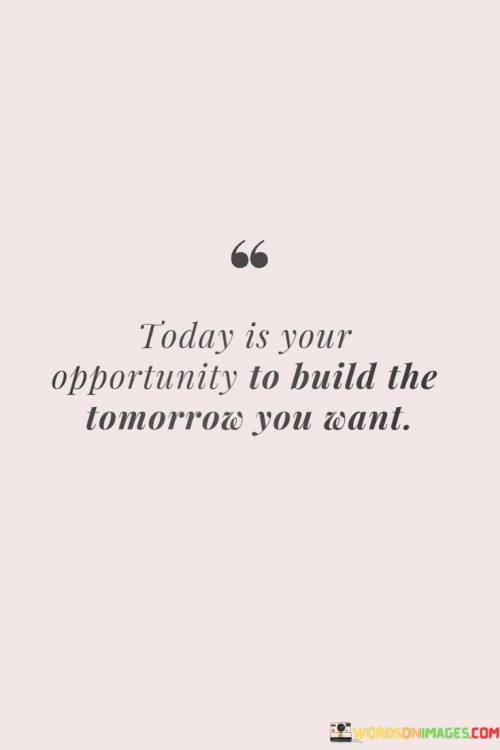 Today Is Your Opportunity Is To Build The Tomorrow You Want Quotes