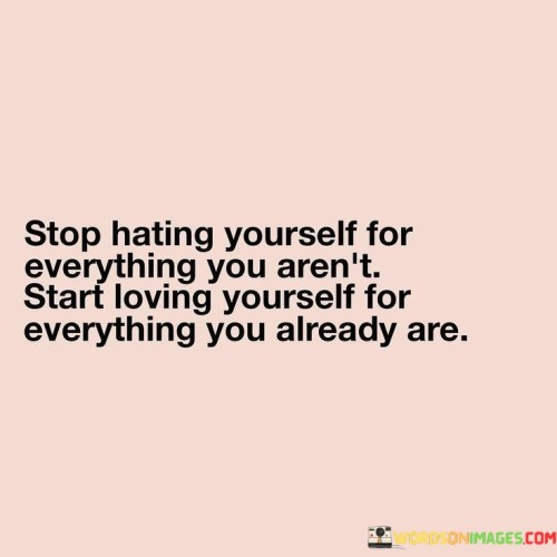 Stop Hating Yourself For Everything You Aren't Start Loving Yourself Quotes