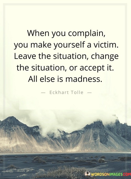 When You Complain You Make Yourself A Victim Leave The Situation Quotes