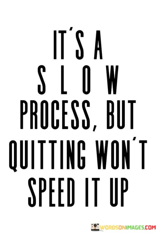 It's A Slow Process But Quitting Won't Speed It Up Quotes