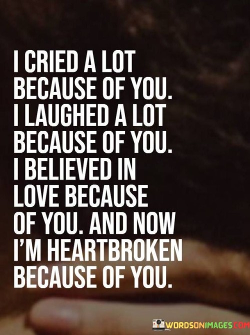 I Cried A Lot Because Of You I Laughed A Lot Because Of You I Believed In Love Quotes