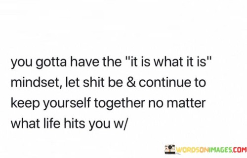 You Gotta Have The It Is What It Is Mindset Let Shit Quotes