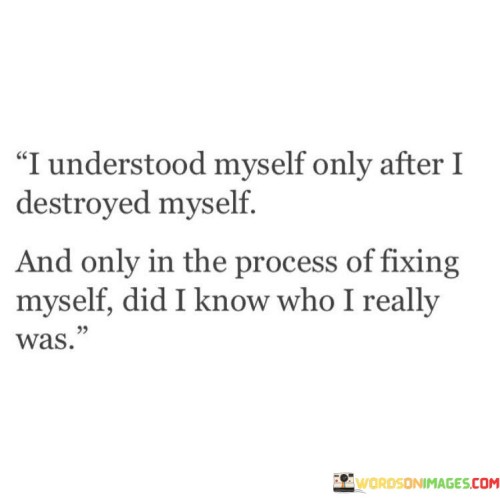 I Understood Myself Only After I Destroyed Myself And Only In The Quotes