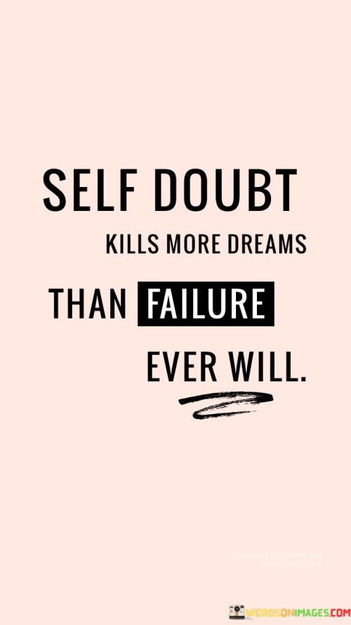 Self Doubt Kills More Dreams Than Failure Ever Will Quotes