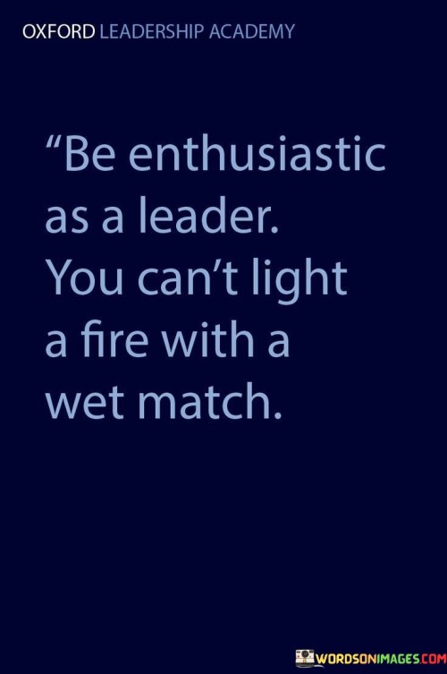 Be Enthusiastic As A Leader You Can't Light A Fire With A Wet Match Quotes