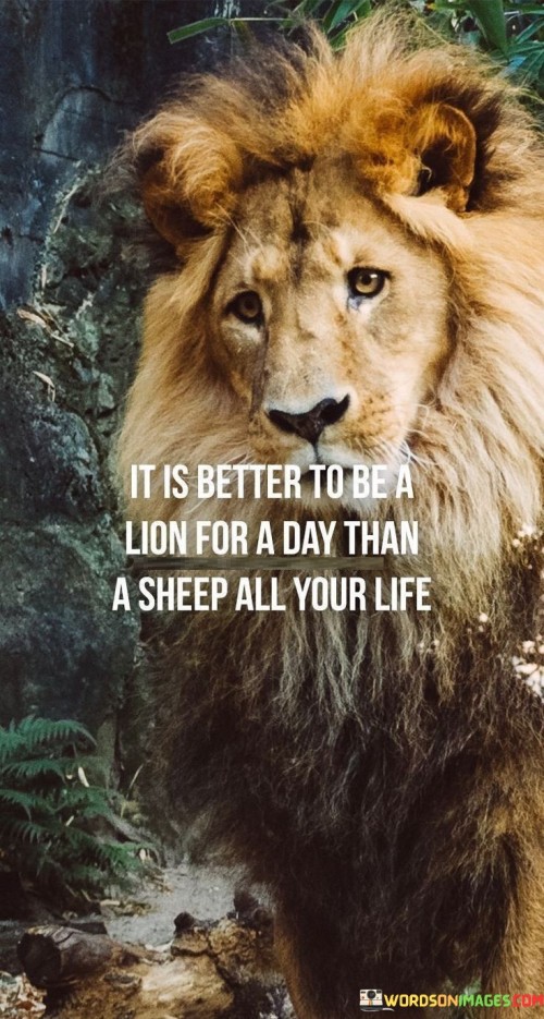 It Is Better To Be A Lion For A Day Than A Sheep All Your Life Quotes