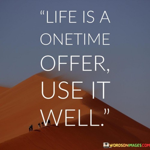 Life Is A Onetime Offer Use It Well Quotes