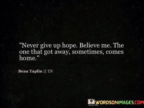 Never Give Up Hope Believe Me The One That Quotes