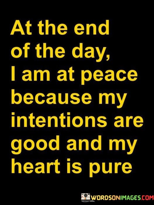 At The End Of The Day I Am At Peace Because My Intentions Are Good And My Heart Is Pure Quotes