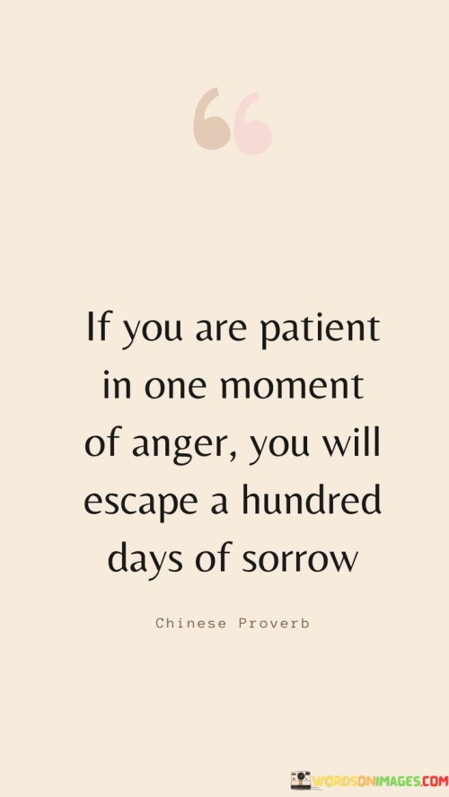 If You Are Patient In One Moment Of Anger You Will Escape A Hundred Days Of Sorrow Quotes