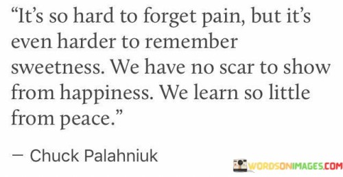 It's So Hard To Forget Pain But It's Even Harder To Remember Sweetness Quotes