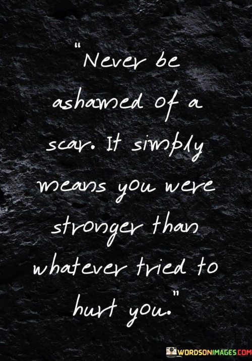 Never Be Ashamed Of A Scar It Simply Means Quotes