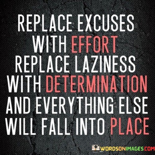 Replace Excuses With Effort Replace Laziness With Determination And Quotes